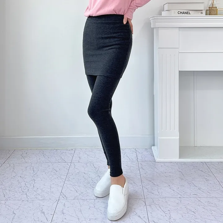 봄 가을 기본 치마레깅스 H라인 밴딩 스판 면 3부 치마 쫄 레깅스 미니 숏 치렝스 여성운동복 상세 이미지 4