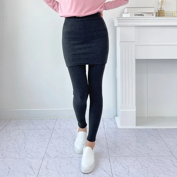 봄 가을 기본 치마레깅스 H라인 밴딩 스판 면 3부 치마 쫄 레깅스 미니 숏 치렝스 여성운동복 상세 이미지 12