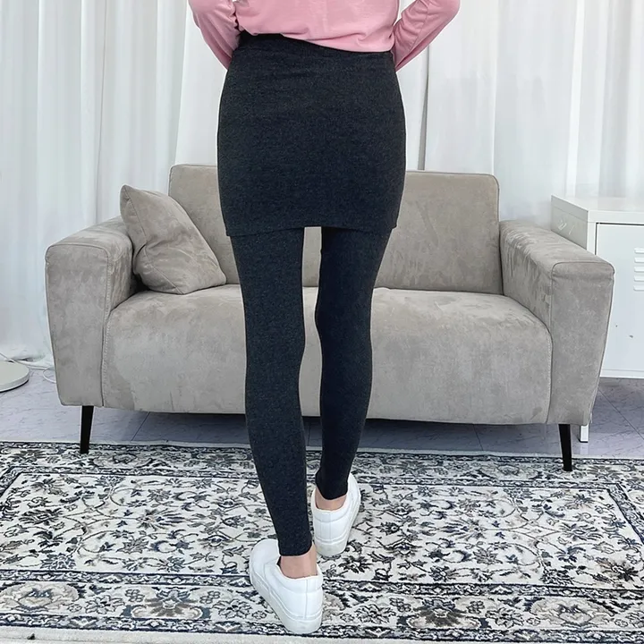 봄 가을 기본 치마레깅스 H라인 밴딩 스판 면 3부 치마 쫄 레깅스 미니 숏 치렝스 여성운동복 상세 이미지 6