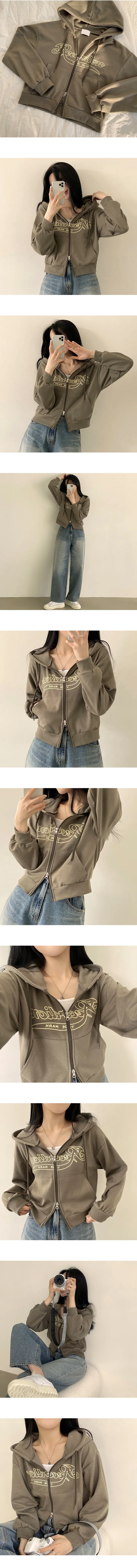 [빈티지/Y2K무드] 꾸안꾸, 투웨이 레터링 크롭 후드집업 (3color) 상세 이미지 2