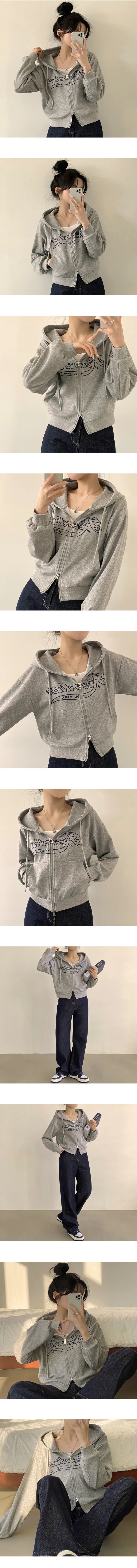 [빈티지/Y2K무드] 꾸안꾸, 투웨이 레터링 크롭 후드집업 (3color) 상세 이미지 3