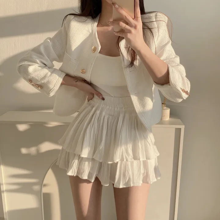 (어깨패드) 간절기 데일리 트위드 크롭 자켓 상세 이미지 2