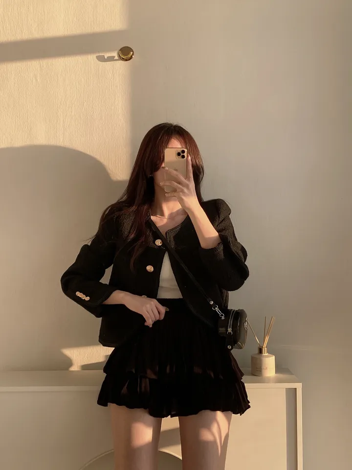 (어깨패드) 간절기 데일리 트위드 크롭 자켓 상세 이미지 20