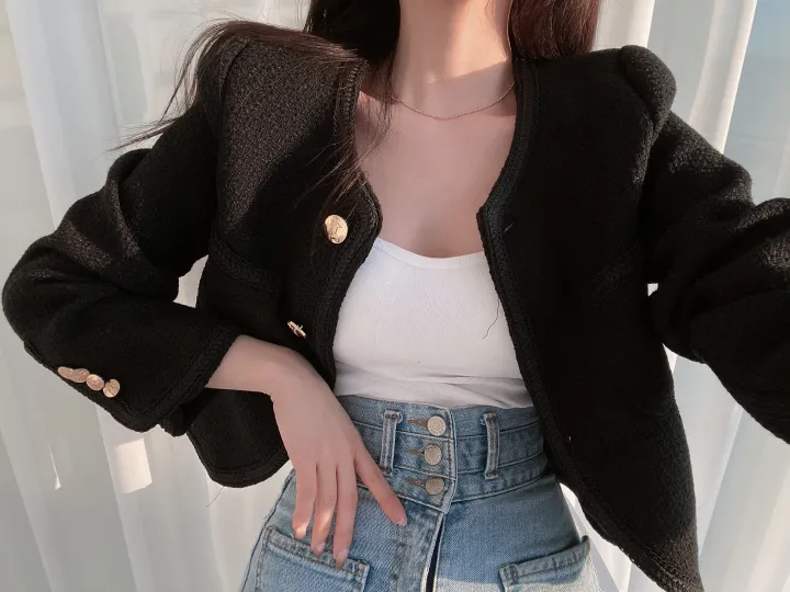 (어깨패드) 간절기 데일리 트위드 크롭 자켓 상세 이미지 19