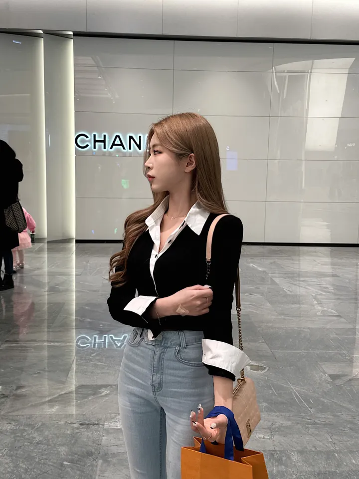 [세트/고퀄] 포비 브이 셔츠 가디건 상세 이미지 4
