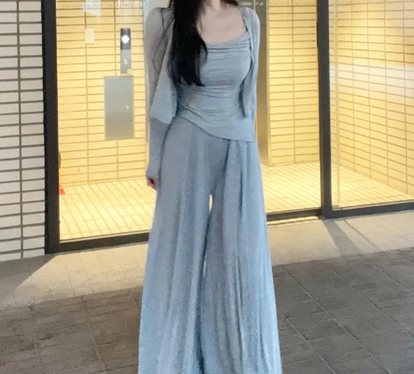 누적8천! *당일출고* [컬러추가,7부소매추가] 실키 드레이프 나시 가디건 세트 상세 이미지 8