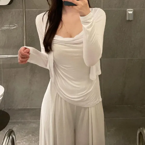 누적8천! *당일출고* [컬러추가,7부소매추가] 실키 드레이프 나시 가디건 세트 상세 이미지 21