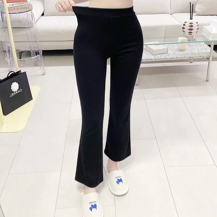 찰떡 밴딩 스판 하이웨스트 키작녀 블랙 부츠컷 레깅스 팬츠 데일리 무지 슬랙스 바지 상세 이미지 1