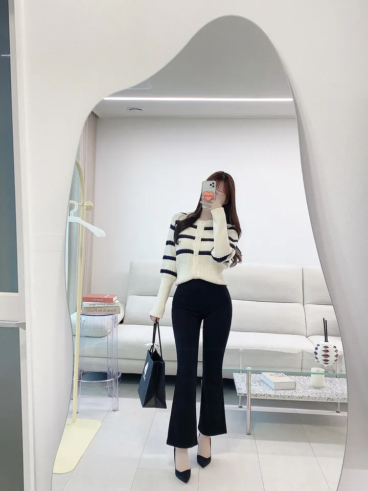 찰떡 밴딩 스판 하이웨스트 키작녀 블랙 부츠컷 레깅스 팬츠 데일리 무지 슬랙스 바지 상세 이미지 16