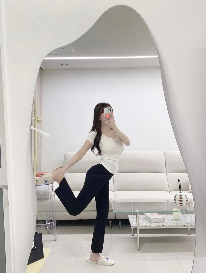 찰떡 밴딩 스판 하이웨스트 키작녀 블랙 부츠컷 레깅스 팬츠 데일리 무지 슬랙스 바지 상세 이미지 9