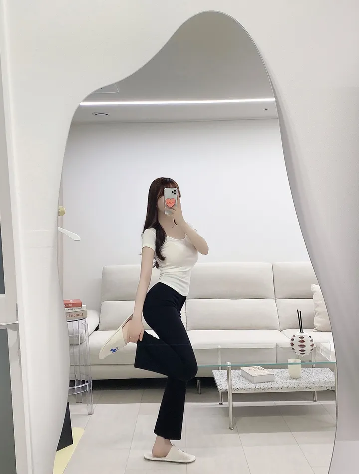 찰떡 밴딩 스판 하이웨스트 키작녀 블랙 부츠컷 레깅스 팬츠 데일리 무지 슬랙스 바지 상세 이미지 11
