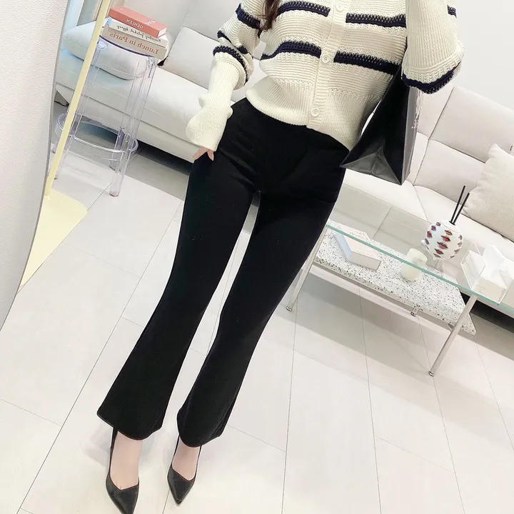 찰떡 밴딩 스판 하이웨스트 키작녀 블랙 부츠컷 레깅스 팬츠 데일리 무지 슬랙스 바지 상세 이미지 13