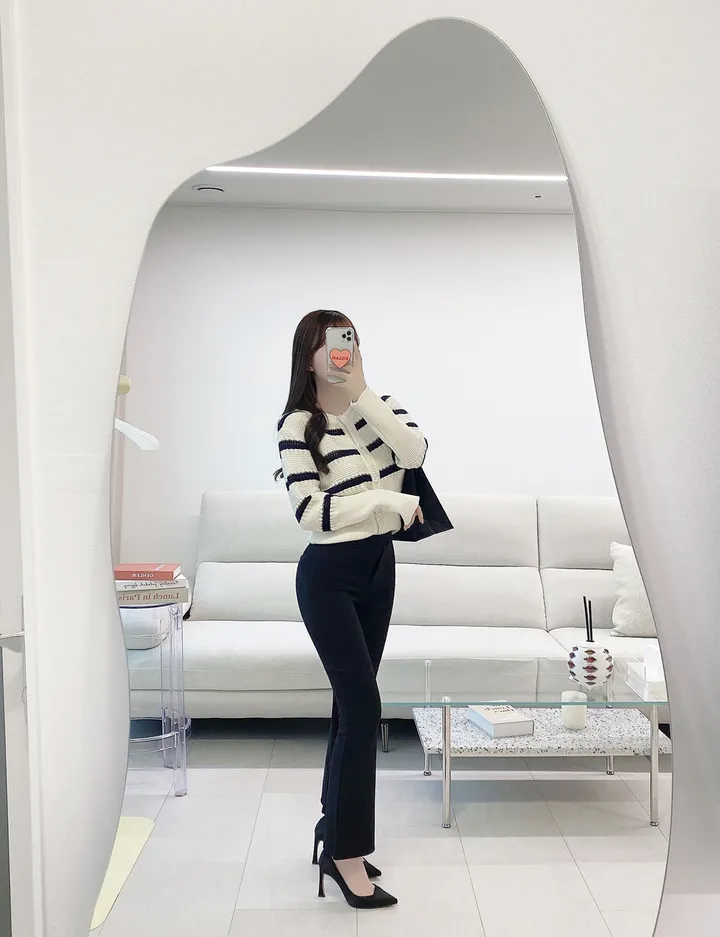 찰떡 밴딩 스판 하이웨스트 키작녀 블랙 부츠컷 레깅스 팬츠 데일리 무지 슬랙스 바지 상세 이미지 24