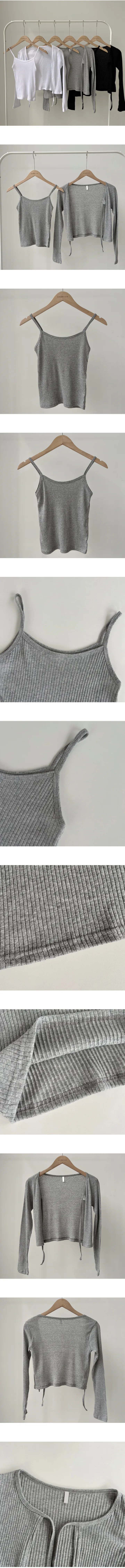 [러블리/여성스러움] 말라보이는, 골지 리본 크롭 긴팔가디건 + 나시 투피스 세트 (3color) 상세 이미지 5