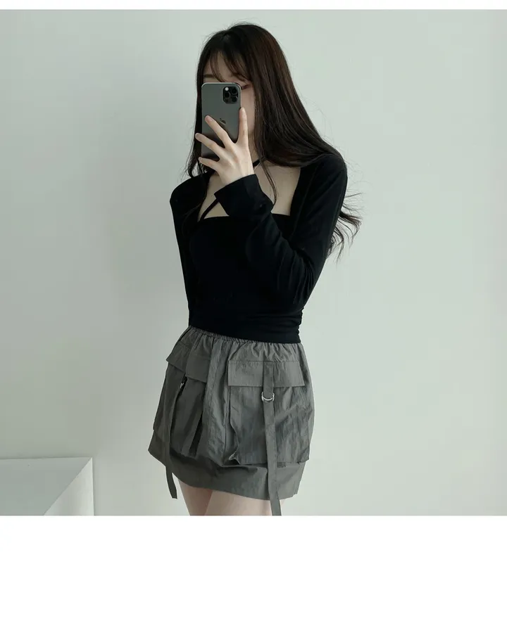 [세트가격/섹시큐트] 사선끈 브라탑+미니 볼레로 가디건 set(2color) 핑크래빗 상세 이미지 33