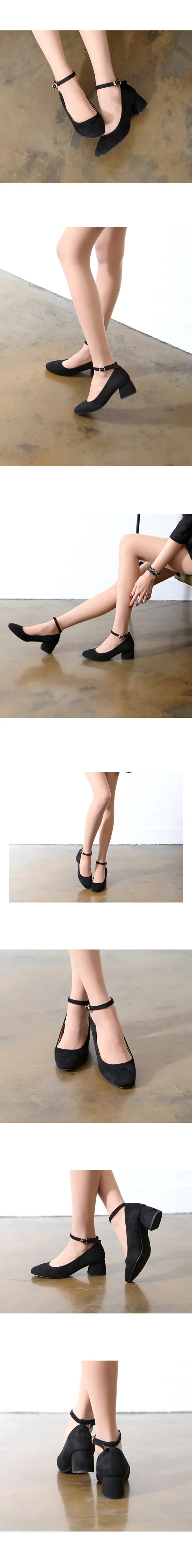 국내제작 스웨이드 메리제인 미들힐 베이지 상세 이미지 3