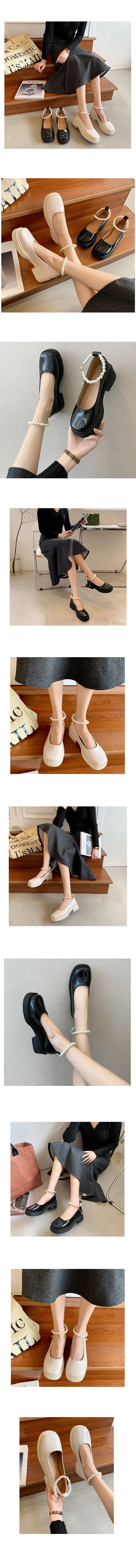 진주 메리제인 애나멜 미들힐 블랙 상세 이미지 3