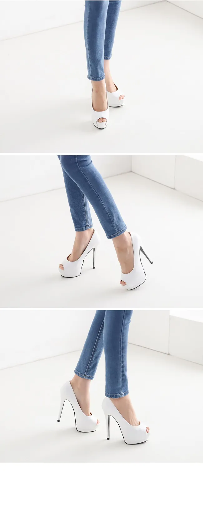 국내제작 토오픈 가보시 킬힐 구두 14cm 베이지 상세 이미지 4