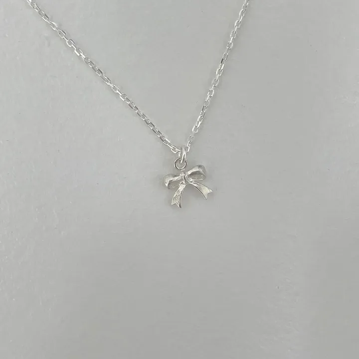 silver925 미니 리본 목걸이 상세 이미지 3