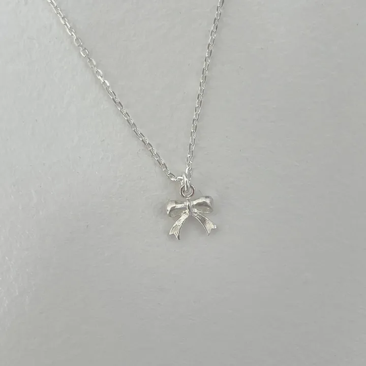 silver925 미니 리본 목걸이 상세 이미지 1