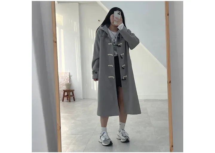 당일발송 [숏&롱] 취향에따라, 모노 후드 롱 떡볶이 코트 (블랙,그레이) 상세 이미지 11