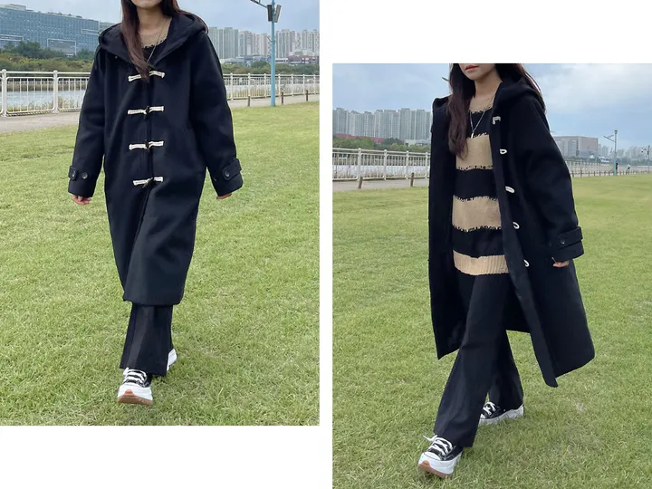 당일발송 [숏&롱] 취향에따라, 모노 후드 롱 떡볶이 코트 (블랙,그레이) 상세 이미지 22