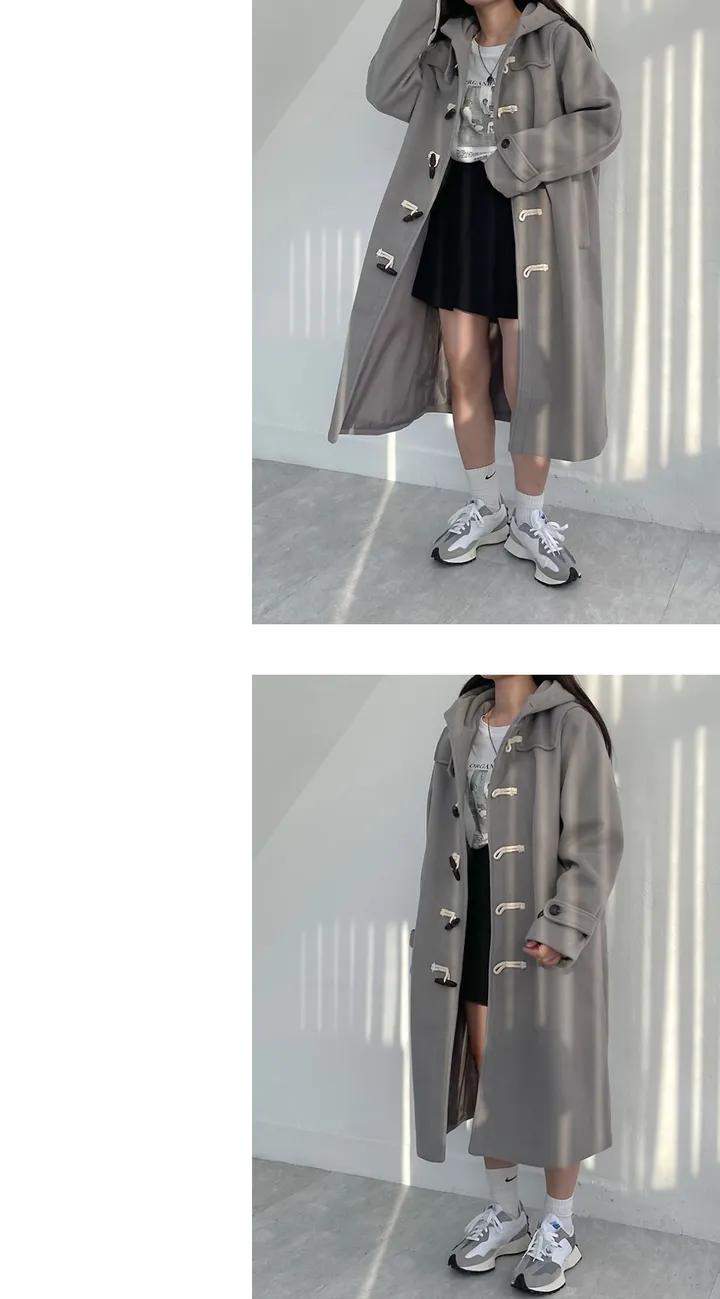 당일발송 [숏&롱] 취향에따라, 모노 후드 롱 떡볶이 코트 (블랙,그레이) 상세 이미지 7