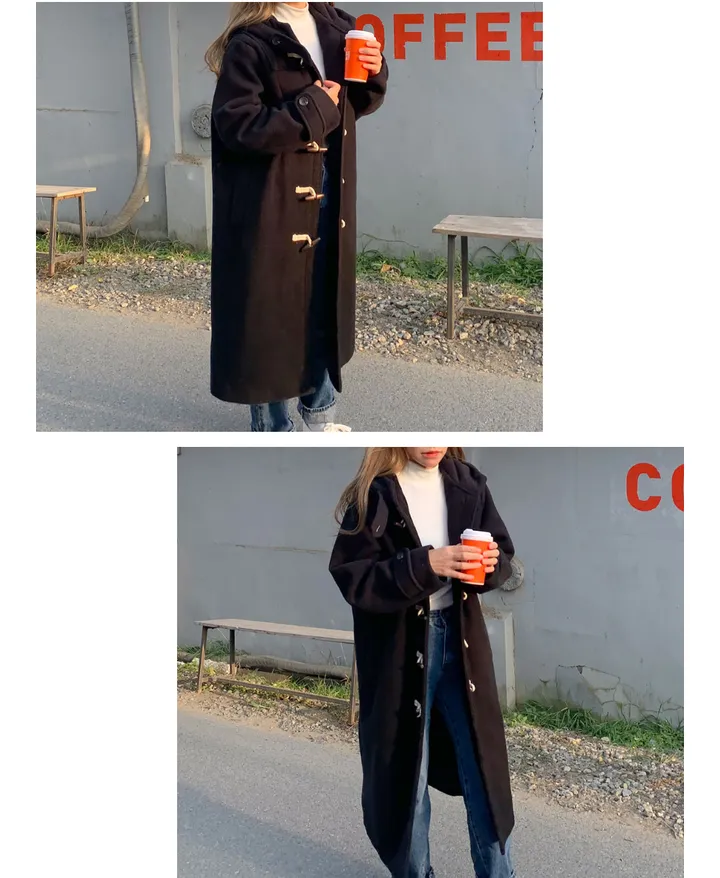 당일발송 [숏&롱] 취향에따라, 모노 후드 롱 떡볶이 코트 (블랙,그레이) 상세 이미지 12