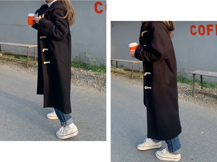 당일발송 [숏&롱] 취향에따라, 모노 후드 롱 떡볶이 코트 (블랙,그레이) 상세 이미지 15